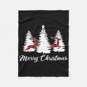 Prettig kerstfeest voor vrouwen Buffalo Plaid Rend Fleece Deken