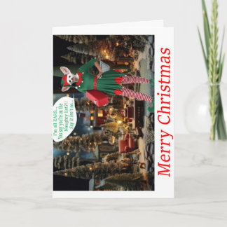 Prettig kerstfeest! Vos als elf. Kaart