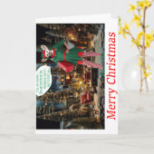 Prettig kerstfeest! Vos als elf. Kaart (Gele Bloem)