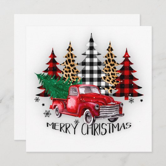 Prettig kerstfeest vrachtwagen en bomen Kerstmis Feestdagenkaart (Voorkant / Achterkant)