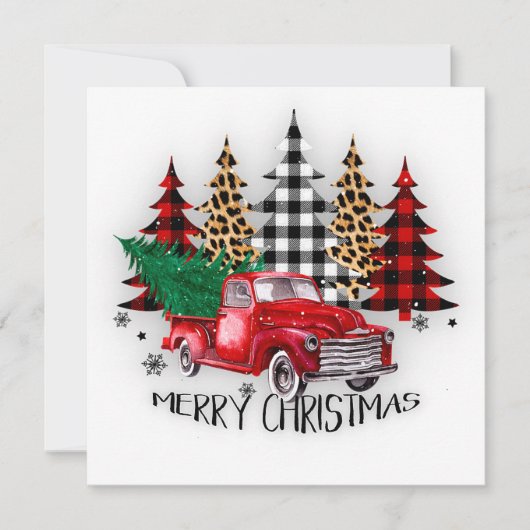 Prettig kerstfeest vrachtwagen en bomen Kerstmis  Feestdagenkaart (Voorkant)