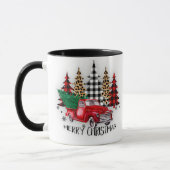 Prettig kerstfeest vrachtwagen en bomen mok (Links)