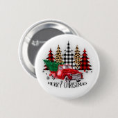 Prettig kerstfeest vrachtwagen en bomen ronde button 5,7 cm (Voorkant /achterkant)