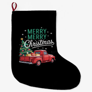 Prettig kerstfeest vrachtwagen familie essentieel grote kerstsok