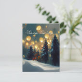 Prettig kerstfeest - Vreedzame besneeuwde bos Feestdagenkaart (Staand voorkant)