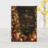 Prettig kerstfeest vriend kaart (Gele Bloem)