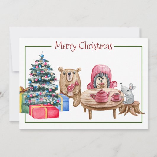 Prettig kerstfeest vrienden plat kerstkaart (Voorkant)