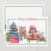Prettig kerstfeest vrienden plat kerstkaart (Voorkant / Achterkant)