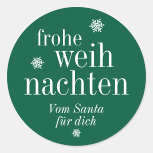 Prettig kerstfeest Vrolijk Kerstmis Duits Groen Ronde Sticker