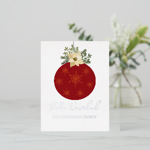 Prettig kerstfeest-Vrolijk Kerstmis Rood Ornament Folie Feestdagen Briefkaart