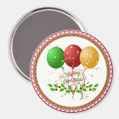 Prettig kerstfeest, vrolijk ontwerp, magneet (Voorkant / Achterkant)