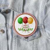 Prettig kerstfeest, vrolijk ontwerp, ronde button 4,0 cm (In situ)