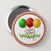 Prettig kerstfeest, vrolijk ontwerp, ronde button 4,0 cm (Voorkant /achterkant)
