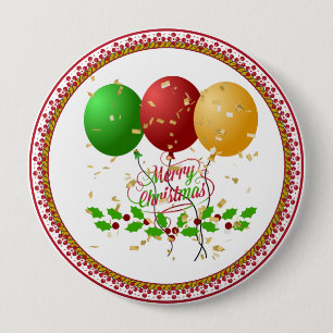 Prettig kerstfeest, vrolijk ontwerp, ronde button 4,0 cm