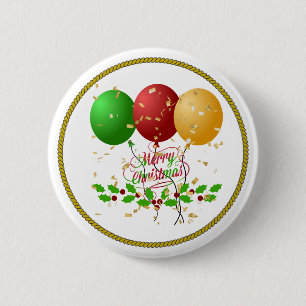 Prettig kerstfeest, vrolijk ontwerp, ronde button 5,7 cm