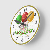 Prettig kerstfeest, vrolijk ontwerp, ronde klok (Hoek)