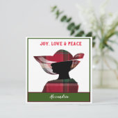 Prettig kerstfeest Vrolijkheid Liefde Vrede Person Feestdagenkaart (Staand voorkant)