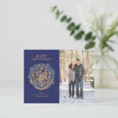 Prettig kerstfeest | Wapen van HOGWARTS™ gezinsfot Feestdagenkaart (Staand voorkant)