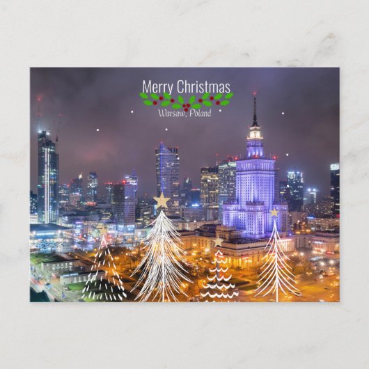 Prettig kerstfeest, Warschau, Polen, Briefkaart (Voorkant)
