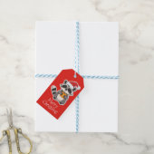 Prettig kerstfeest Wasbeer Cadeaulabel (Met Touw)