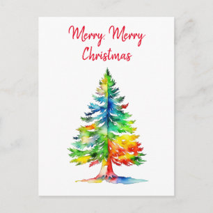 Prettig kerstfeest watercolor kerstboom briefkaart