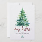 Prettig kerstfeest  watercolor kerstboom met bedri feestdagenkaart (Voorkant)