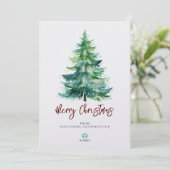 Prettig kerstfeest  watercolor kerstboom met bedri feestdagenkaart (Staand voorkant)