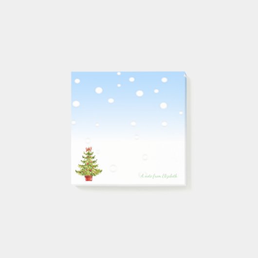 Prettig kerstfeest, Watercolor Kerstboom Post-it® Notes (Voorkant)