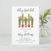 Prettig kerstfeest Waterverf Cactus Kerstmis Kaart (Staand voorkant)