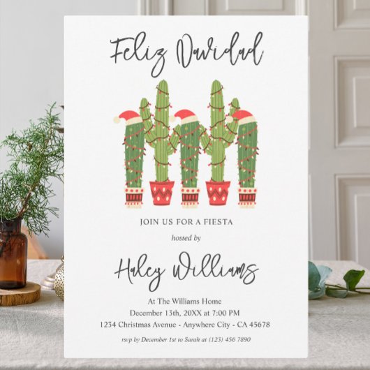 Prettig kerstfeest Waterverf Cactus Kerstmis Kaart
