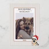 Prettig Kerstfeest Waterverf Duitse Herdershond Folie Feestdagenkaart (Voorkant)