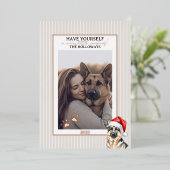 Prettig Kerstfeest Waterverf Duitse Herdershond Folie Feestdagenkaart (Staand Voorkant)