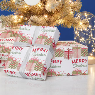 Prettig kerstfeest waterverf geschenken en linten cadeaupapier