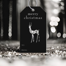 Prettig Kerstfeest Waterverf Rendier Modern Zwart