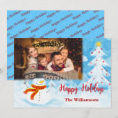 Prettig Kerstfeest Waterverf Sneeuwman Foto Kerstm Feestdagenkaart (Voorkant / Achterkant)