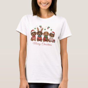 Prettig kerstfeest Weiner Dachshund Vakantie T-shirt