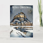 Prettig kerstfeest Wensen Mont St Michel Abdij Kaart (Voorkant)