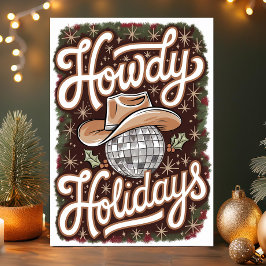 Prettig Kerstfeest Western Cowboy Disco Bal Kerstm Feestdagen Kaart