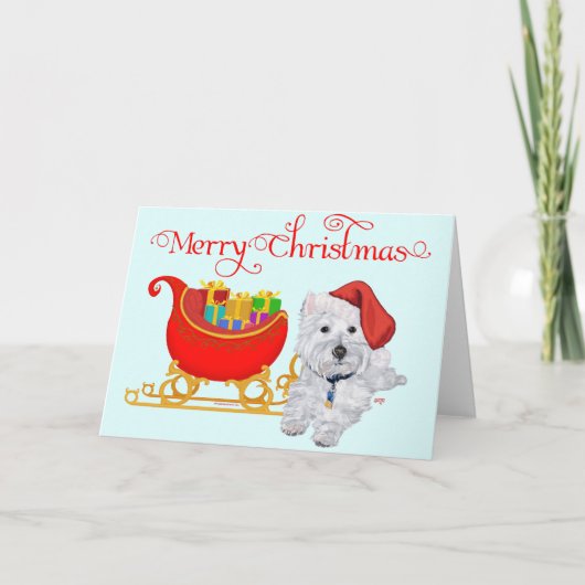 Prettig kerstfeest Westie Feestdagen Kaart (Voorkant)