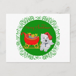 Prettig kerstfeest Westie met slee Feestdagenkaart