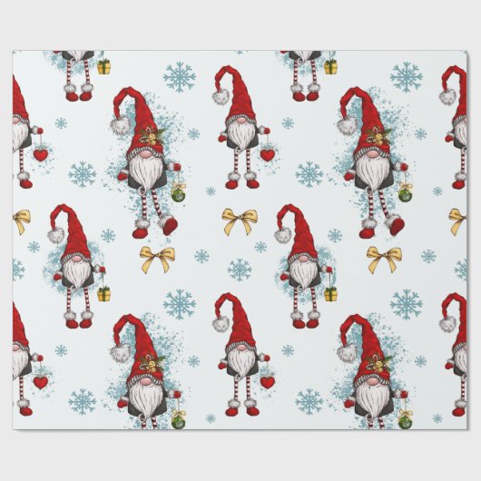 Prettig kerstfeest,whimische rode kabouters cadeaupapier (Vlak)