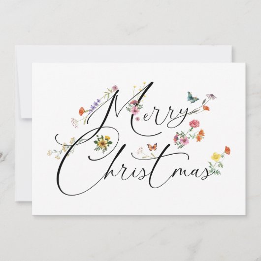 Prettig kerstfeest Wilde Bloemen Boho Modern Feestdagenkaart (Voorkant)