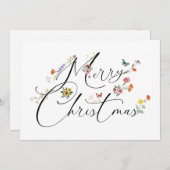 Prettig kerstfeest Wilde Bloemen Boho Modern Feestdagenkaart (Voorkant / Achterkant)