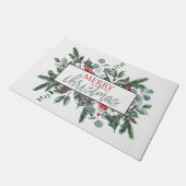 Prettig kerstfeest winter bloemstuk deurmat (Schuin)