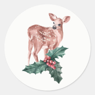 Prettig kerstfeest Winter Bruiloft Rendier Hert Ronde Sticker