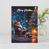 Prettig kerstfeest winter festival Kerstman magie Kaart (Staand voorkant)