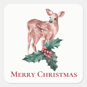 Prettig kerstfeest Winter Huwelijk Rendier Hert Vierkante Sticker