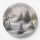 Prettig kerstfeest Winter landschap bos Papieren Bordje (Voorkant)