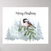 Prettig kerstfeest Winter Spar Boom Mees  Poster (Voorkant)