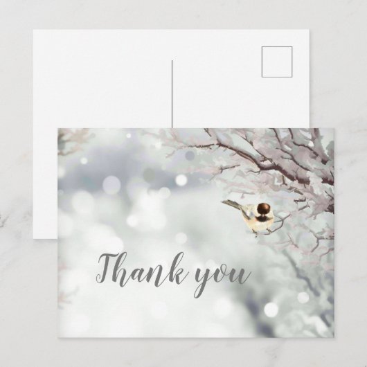 Prettig kerstfeest Winter Vorst Vogel Bedankt Feestdagenkaart (Voorkant / Achterkant)